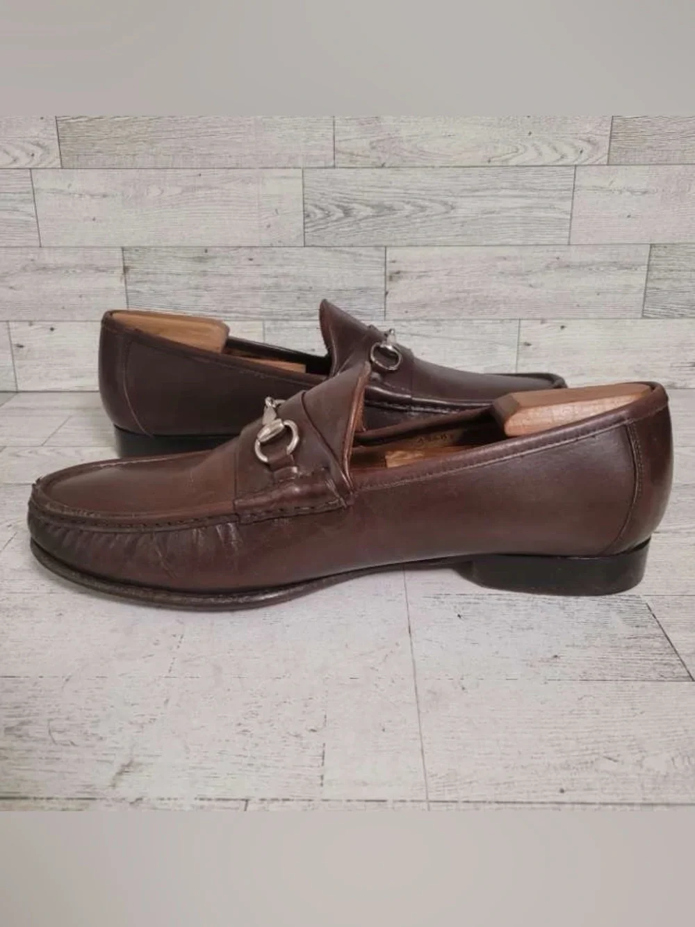 Men's Allen Edmonds Verona Brown Leather Horse Bit Loafers Size 10 Italy Made